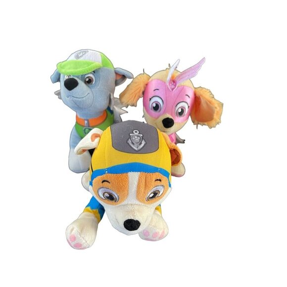 Paw Patrol Plush Lot of 3 Skye Rocky & Sea Patrol Rubble  8" Nickelodeon Kids - Picture 2 of 6